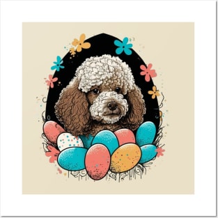 Poodle Spring Floral Easter Egg Retro Splatter Painting Dog Lover Doodle Art Posters and Art